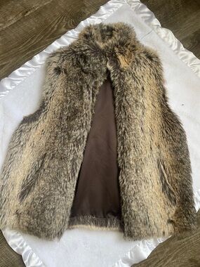 Cejon Faux Fur Vest in Brown Multi Tones